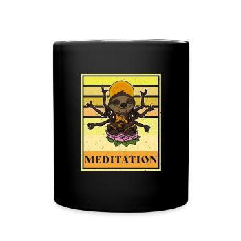 Faultier Fitness Yoga Namaste Meditation Zen - Tasse einfarbig - Schwarz - Vorne