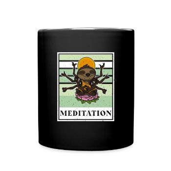Faultier Fitness Yoga Namaste Meditation Zen - Tasse einfarbig - Schwarz - Vorne