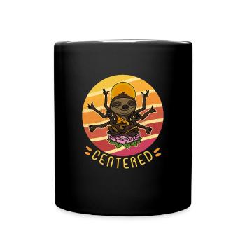 Faultier Namaste Yoga Buddha Meditation Zen - Tasse einfarbig - Schwarz - Vorne
