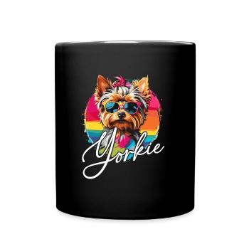 Süßer Yorkshire Terrier Yorkie im Farbkreis - Tasse einfarbig - Schwarz - Vorne