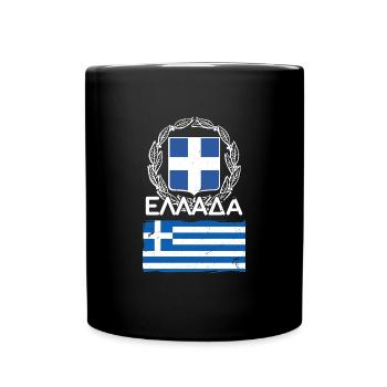 Balkanland Griechenland Flagge Mykonos Korfu - Tasse einfarbig - Schwarz - Vorne