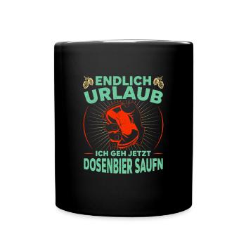 Saufen Trinken Biertrinker Dosenbier Wettsaufen - Tasse einfarbig - Schwarz - Vorne