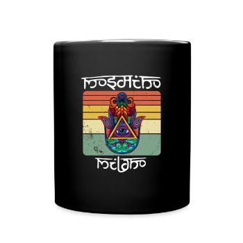 Yoga Namaste Hamsa Eye Hand Fluchschutz - Tasse einfarbig - Schwarz - Vorne