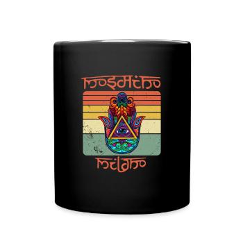 Yoga Namaste Hamsa Eye Hand Fluchschutz - Tasse einfarbig - Schwarz - Vorne