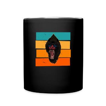 Mandrill Biologe Zoologe Tiere primat Safari - Tasse einfarbig - Schwarz - Vorne