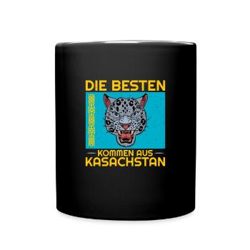 Kasachstan Herkunft Flagge Schneeleopard - Tasse einfarbig - Schwarz - Vorne