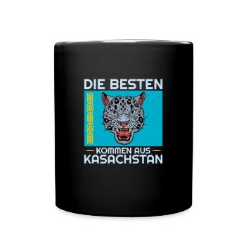 Kasachstan Herkunft Flagge Schneeleopard - Tasse einfarbig - Schwarz - Vorne