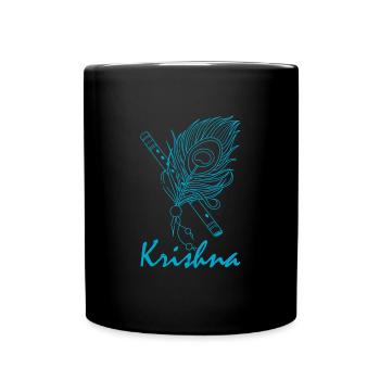 Krishna Yoga Zen Flöte Musik Hindu Buddhist - Tasse einfarbig - Schwarz - Vorne