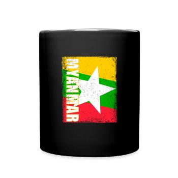 Burmesisch Myanmar Asien Birma Flagge Reise - Tasse einfarbig - Schwarz - Vorne