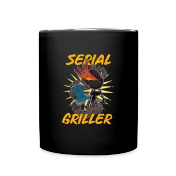 BBQ Grillen Fleisch Party Hinterhof Smoker - Tasse einfarbig - Schwarz - Vorne