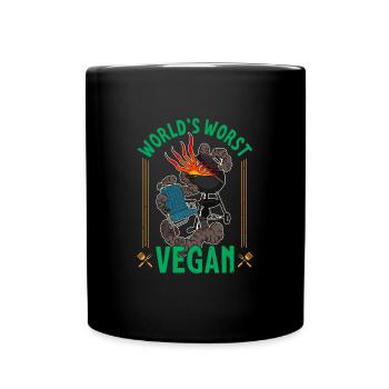 BBQ Fleisch Grillen Hinterhof Sommer Grill - Tasse einfarbig - Schwarz - Vorne