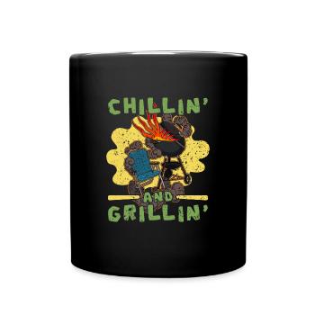 Grillmeister Grillen BBQ Smoker Fleisch Grill - Tasse einfarbig - Schwarz - Vorne