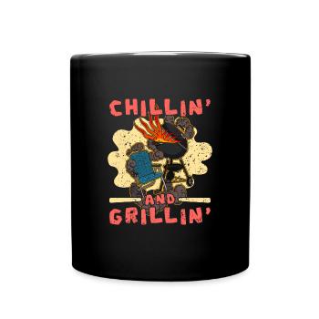 Grillmeister Grillen BBQ Smoker Fleisch Grill - Tasse einfarbig - Schwarz - Vorne