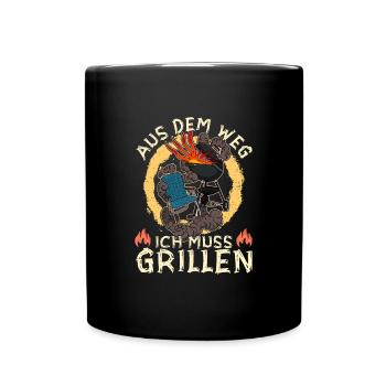 Hinterhofgrillen BBQ Grillen Smoker Fleisch - Tasse einfarbig - Schwarz - Vorne