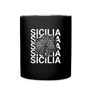 Trinacria Sizilien Wappen Italien Region Reise - Tasse einfarbig - Schwarz - Vorne