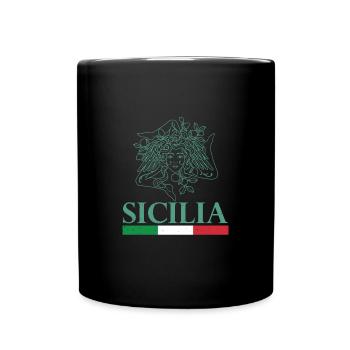Sizilien Trinacria Region Italien Urlaub Catania - Tasse einfarbig - Schwarz - Vorne