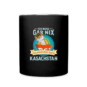 Kasachstan Kasach Katze National Flagge Adler - Tasse einfarbig - Schwarz - Vorne