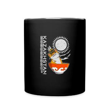 Kasachstan Flagge National Herkunft Katze Jurte - Tasse einfarbig - Schwarz - Vorne