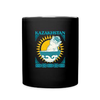 Kasachisch Flagge National Normaden Adler - Tasse einfarbig - Schwarz - Vorne
