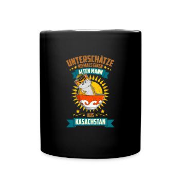 UdSSR Kasachstan Herkunft Flage Asien Jurte - Tasse einfarbig - Schwarz - Vorne