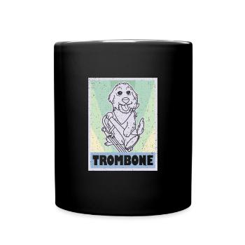 Welpe Musiker Musik Instrument Posaune - Tasse einfarbig - Schwarz - Vorne
