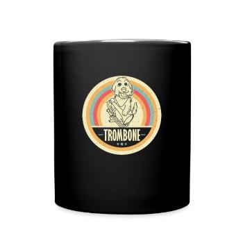 Hund Musiker Posaune Trompete Musik Welpe - Tasse einfarbig - Schwarz - Vorne
