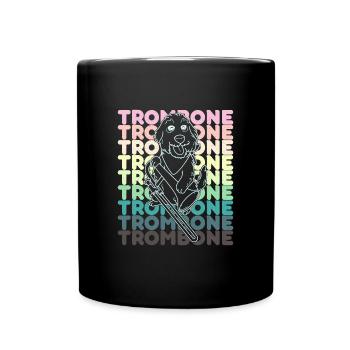 Hund Blechbläser Posaune Musiker Orchester - Tasse einfarbig - Schwarz - Vorne