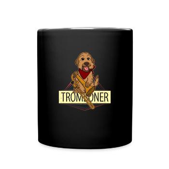 Hund Musik Konzert Musiker Posaune Trompete - Tasse einfarbig - Schwarz - Vorne