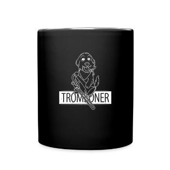 Hund Musik Konzert Musiker Posaune Trompete - Tasse einfarbig - Schwarz - Vorne