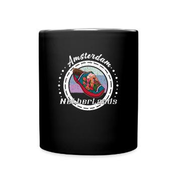 Niederlande Souvenir Holzschuhe Holländer Reise - Tasse einfarbig - Schwarz - Vorne