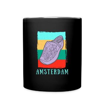Niederlande Tourist Amsterdam Holzschuhe Schuhe - Tasse einfarbig - Schwarz - Vorne