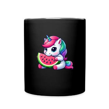 Licorne sucrée Pastèque fruitée - Mug uni - noir - Devant