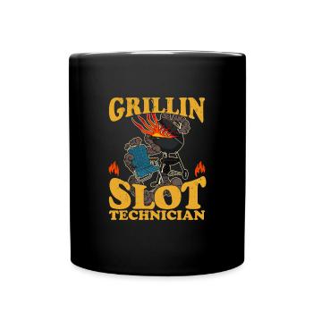 BBQ Grillen Fleisch Koch Vater Barbecue Grill - Tasse einfarbig - Schwarz - Vorne