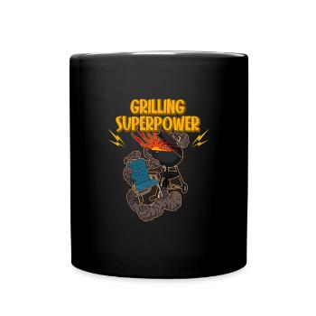 Barbecue Sommer Vater Grillen Fleisch Party - Tasse einfarbig - Schwarz - Vorne