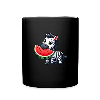Zebra Melone Wassermelone Frucht Fruchtig - Tasse einfarbig - Schwarz - Vorne