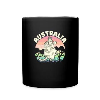 Australien Känguru Australier Sydney Boxen - Tasse einfarbig - Schwarz - Vorne