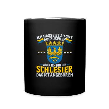 Schlesien Flagge Provinz Breslau Region Heimat - Tasse einfarbig - Schwarz - Vorne