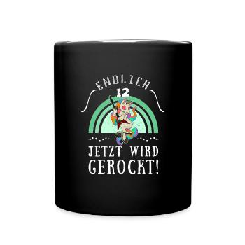 Rock Musik Regenbogen Einhorn Rock Metall - Tasse einfarbig - Schwarz - Vorne