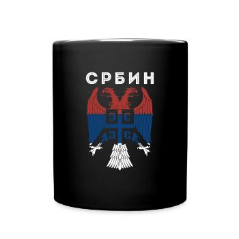 Serbe Serbisch Flagge Adler Landesfarben Balkan Re - Tasse einfarbig - Schwarz - Vorne
