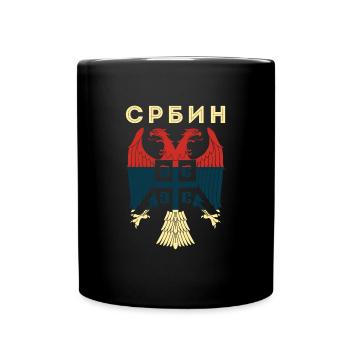Serbe Serbisch Flagge Adler Landesfarben Balkan Re - Tasse einfarbig - Schwarz - Vorne