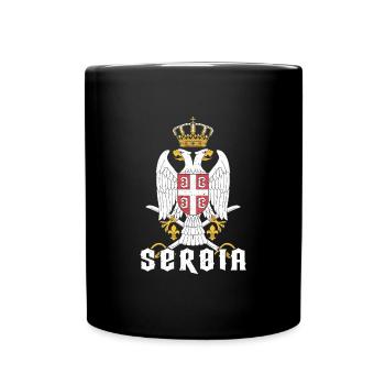Serbien Balkan Flagge Adler Herkunft National Reis - Tasse einfarbig - Schwarz - Vorne
