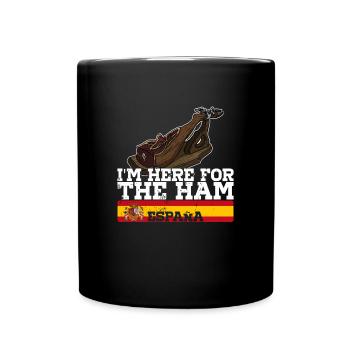 Jamon Espana Schinken Schweinefleisch Küche Keule - Tasse einfarbig - Schwarz - Vorne