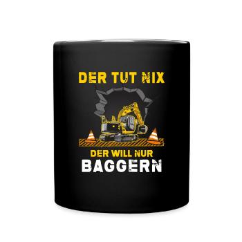 bagger baggerfahrer Baggerschaufel Baustelle - Tasse einfarbig - Schwarz - Vorne