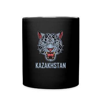Kasachstan Kasach UdSSR Asien Schneeleopard - Tasse einfarbig - Schwarz - Vorne