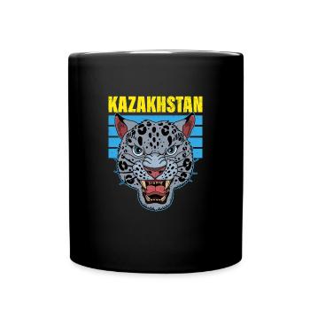 Republik Kasachstan Asien Schneeleopard - Tasse einfarbig - Schwarz - Vorne