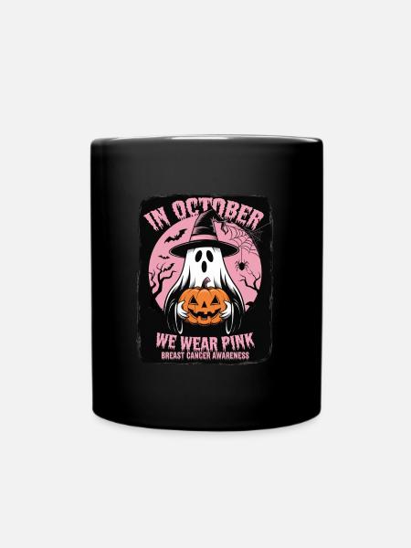 Halloween Pink Ghost - Full Colour Mug - black