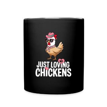 I Love My Chickens - Funny Chickens Cartoon - Full Colour Mug - black - Front