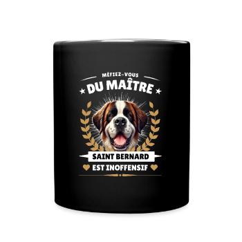 Méfiez-vous du maître, le Saint Bernard... - Mug uni - noir - Devant
