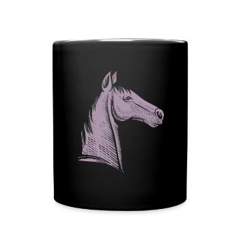 Minimalist Horse Portrait Silhouette - Full Colour Mug - black - Front