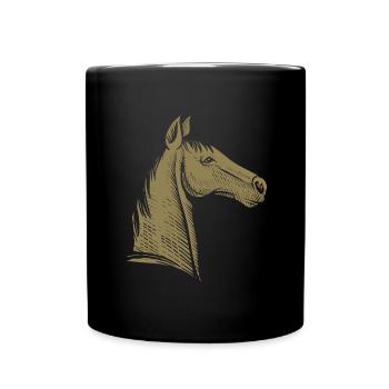 Minimalistisches Pferdeportrait Silhouette - Tasse einfarbig - Schwarz - Vorne